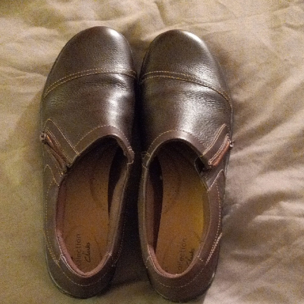 Clarks Dark Brown Leather Slip-Ons
